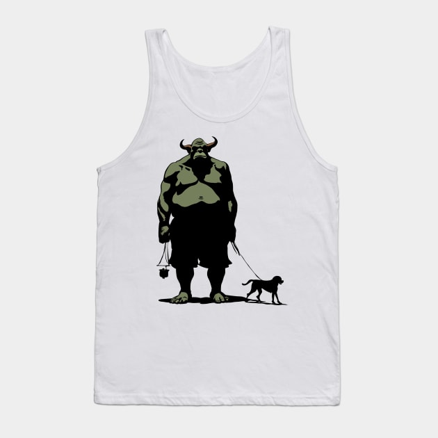 Tiny Takes Spike for a Walk Cute Ogre Tank Top by SunGraphicsLab